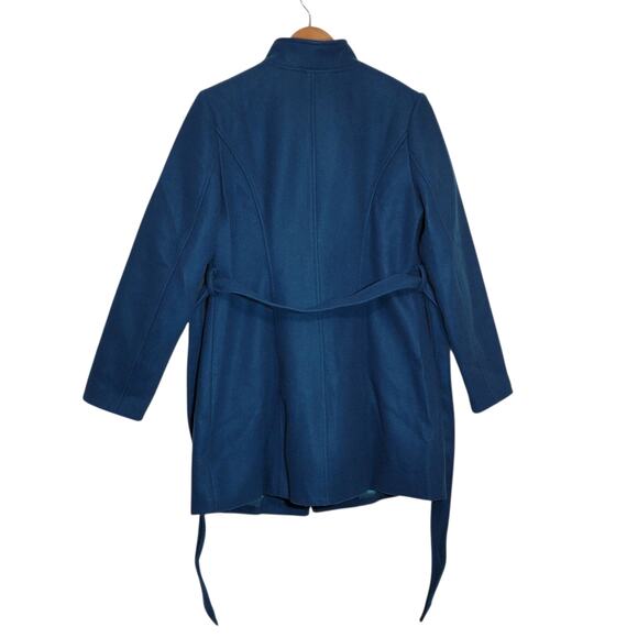 Allegra K Turquoise Blue Belted Single Breasted Trench Coat Mid Length S Chic - Picture 8 of 13